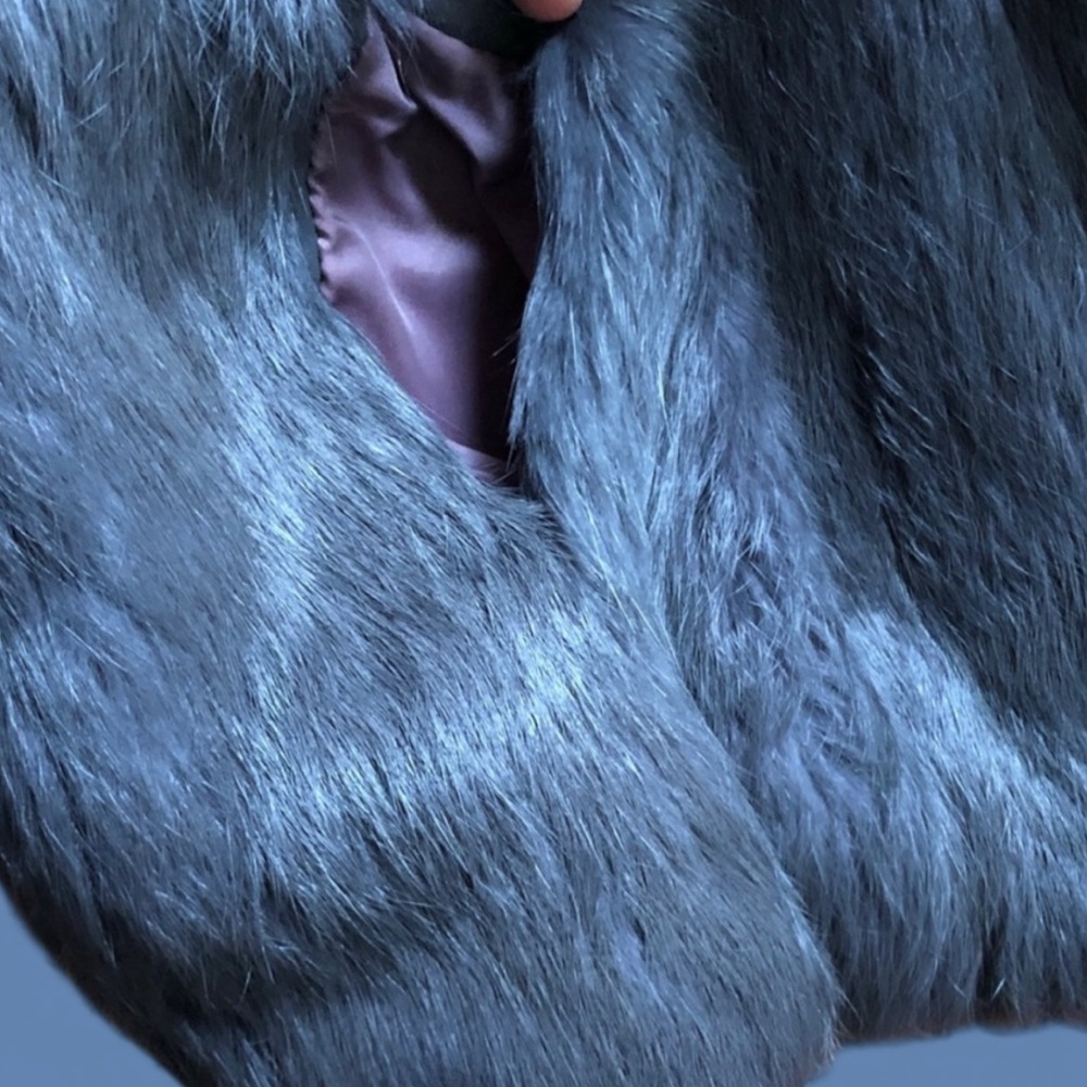 Vintage Exquisite Real Rabbit fur and Sheep Fur Jacket Gray Pockets - Picture 5 of 10